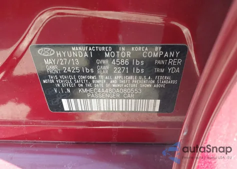 2013 Hyundai Sonata Hybrid Limited из США, поврежденный, VIN KMHEC4A48DA080553